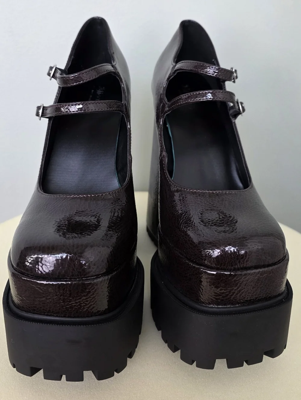 Affection Los Angeles Patent Lug Sole Platform Mary Janes - Dark Brown - 7.5 NEW